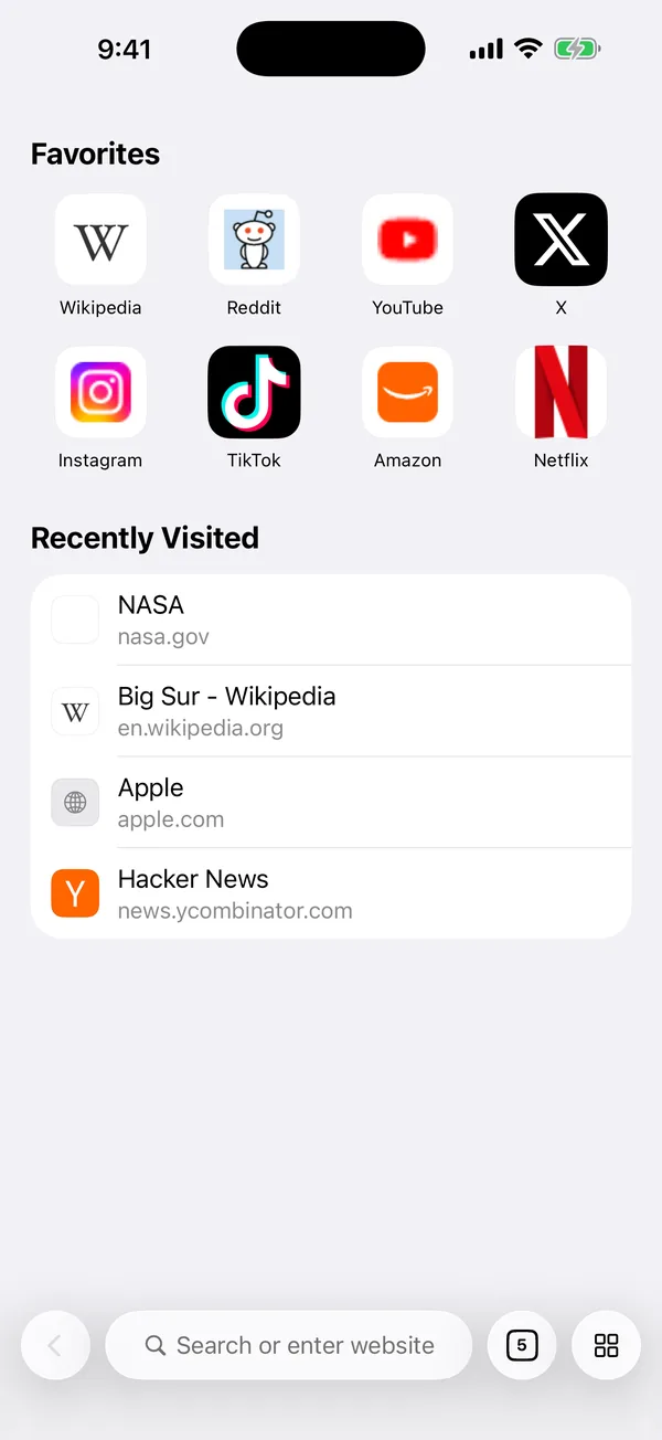 The Blank start page