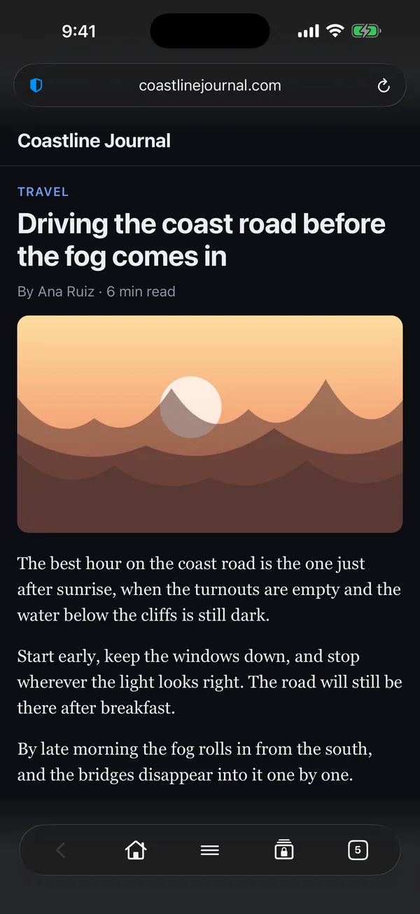 A news article without ads